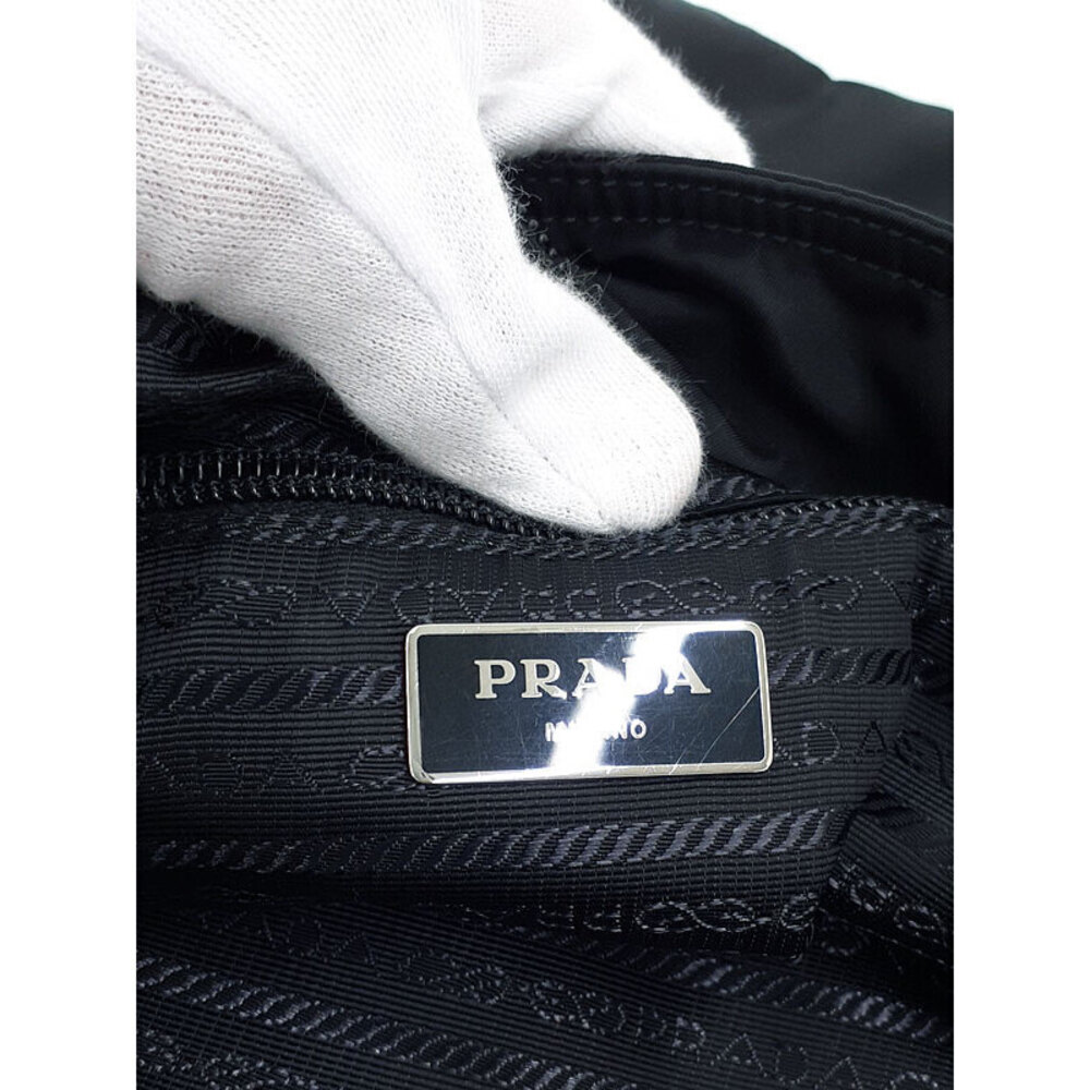 Prada Tessuto Black studded Convertible Vela leather STUDDED Tote - Picture 4 of 9